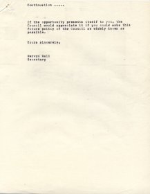 Letter to Brendan O'Brien, Amateur Drama Council of Ireland, from Mervyn Wall, Secretary of the Arts Council (Page 2)